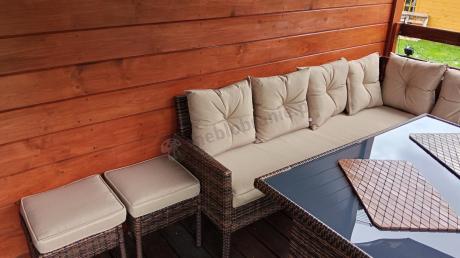 Brązowy narożnik ogrodowy 190x190cm i pufy Torino Corner XL - Carmel