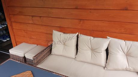 Brązowy narożnik ogrodowy 190x190cm i pufy Torino Corner XL - Carmel