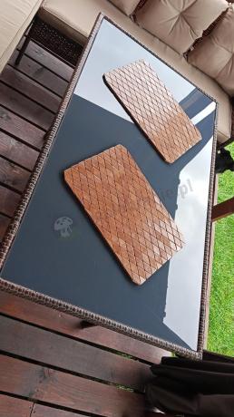 Brązowy narożnik ogrodowy 190x190cm i pufy Torino Corner XL - Carmel