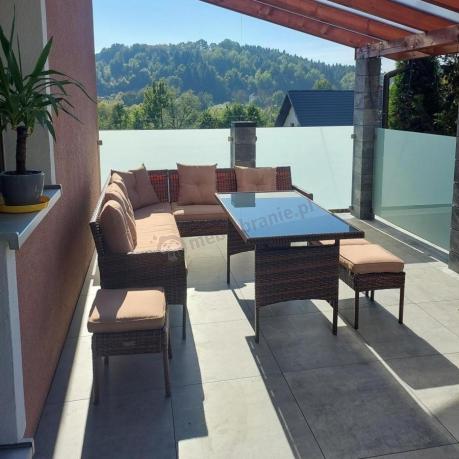 Brązowy narożnik ogrodowy 190x190cm i pufy Torino Corner XL - Carmel