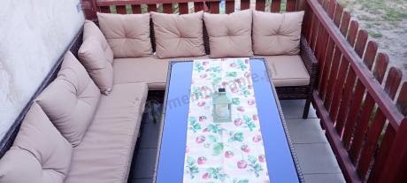 Brązowy narożnik ogrodowy 190x190cm i pufy Torino Corner XL - Carmel