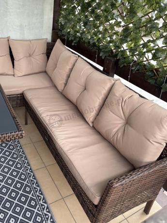 Brązowy narożnik ogrodowy 190x190cm i pufy Torino Corner XL - Carmel