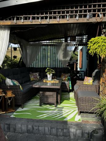 Brązowy narożnik z technorattanu Laritto 251x195cm z wysokim stołem i fotelem - Dark Brown