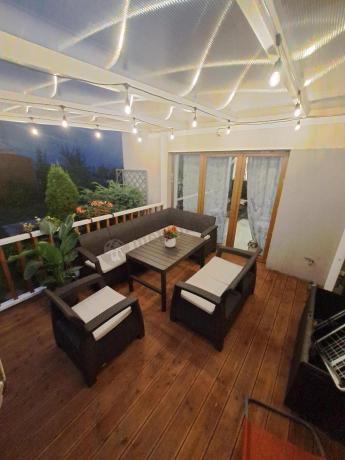 Brązowy zestaw dla 8 osób z narożnikiem, stołem podnoszonym i dwoma fotelami Relly VI