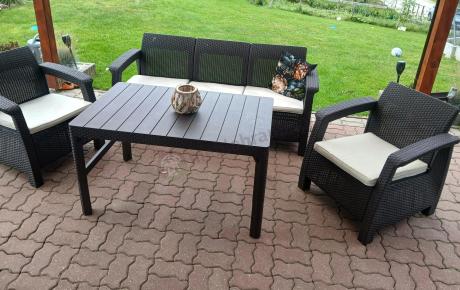 Brązowy zestaw ogrodowy dla 5 osób