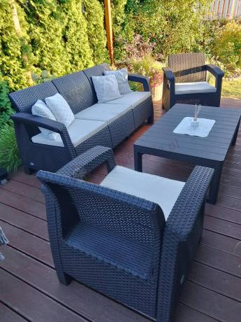 Brązowy zestaw ogrodowy dla 5 osób