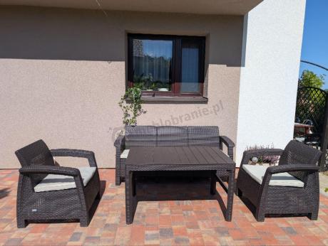 Brązowy zestaw ogrodowy dla 5 osób