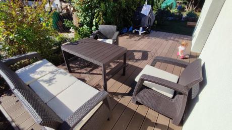 Brązowy zestaw ogrodowy dla 5 osób