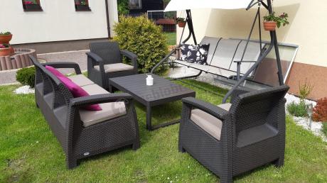 Brązowy zestaw ogrodowy dla 5 osób