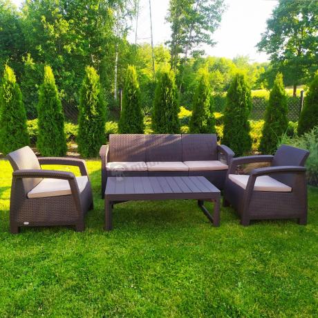 Brązowy zestaw ogrodowy dla 5 osób