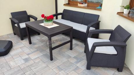 Brązowy zestaw ogrodowy dla 5 osób