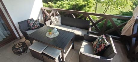 Brązowy zestaw ogrodowy z regulowanym stołem na 7 osób Meblobranie S3LP