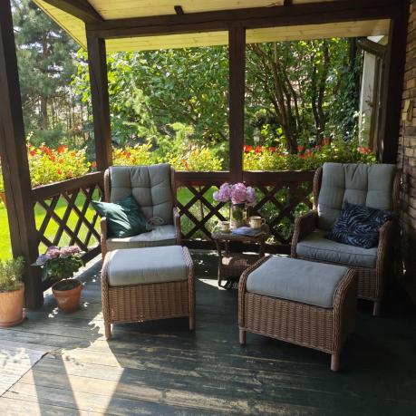 Brązowy zestaw wypoczynkowy z technorattanu z funkcją Relax Laritto Duo - Brown