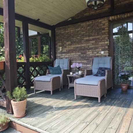 Brązowy zestaw wypoczynkowy z technorattanu z funkcją Relax Laritto Duo - Brown