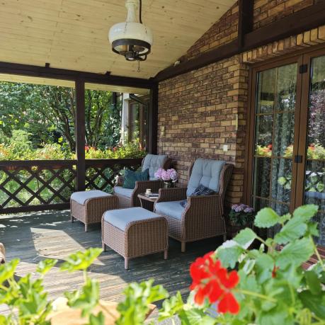 Brązowy zestaw wypoczynkowy z technorattanu z funkcją Relax Laritto Duo - Brown