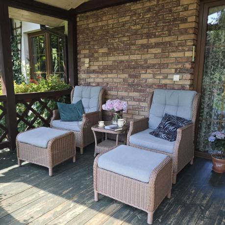 Brązowy zestaw wypoczynkowy z technorattanu z funkcją Relax Laritto Duo - Brown