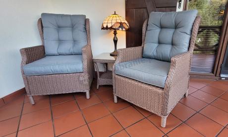 Brązowy zestaw wypoczynkowy z technorattanu z funkcją Relax Laritto Duo - Brown