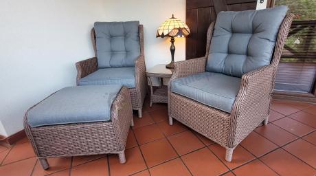 Brązowy zestaw wypoczynkowy z technorattanu z funkcją Relax Laritto Duo - Brown