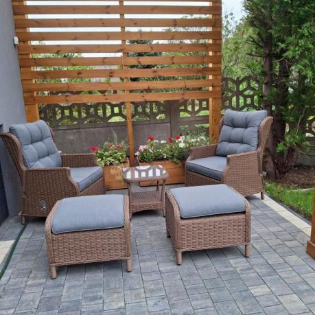 Brązowy zestaw wypoczynkowy z technorattanu z funkcją Relax Laritto Duo - Brown