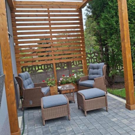 Brązowy zestaw wypoczynkowy z technorattanu z funkcją Relax Laritto Duo - Brown