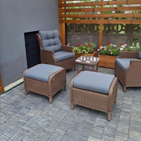 Brązowy zestaw wypoczynkowy z technorattanu z funkcją Relax Laritto Duo - Brown