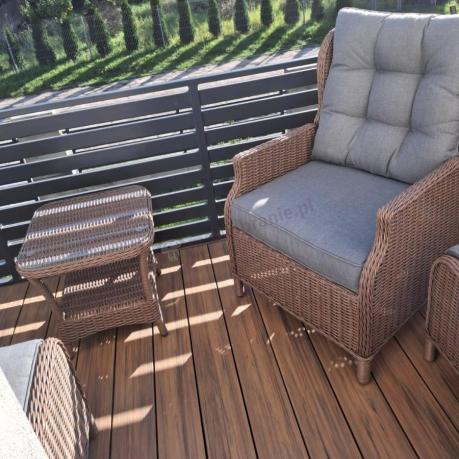 Brązowy zestaw wypoczynkowy z technorattanu z funkcją Relax Laritto Duo - Brown