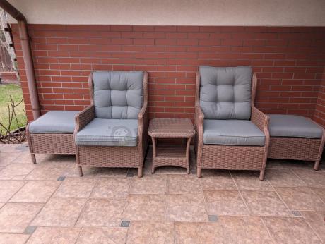 Brązowy zestaw wypoczynkowy z technorattanu z funkcją Relax Laritto Duo - Brown