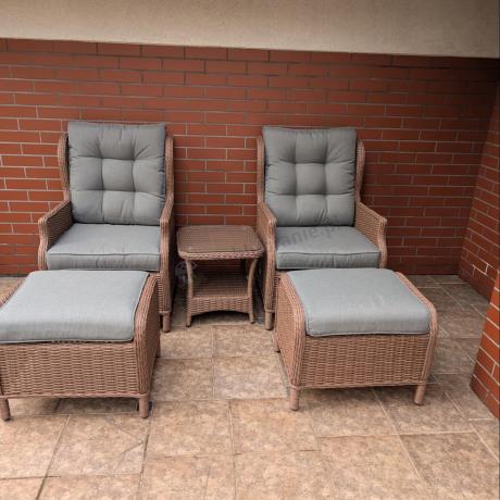 Brązowy zestaw wypoczynkowy z technorattanu z funkcją Relax Laritto Duo - Brown