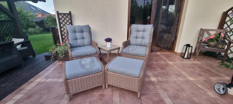 Brązowy zestaw wypoczynkowy z technorattanu z funkcją Relax Laritto Duo - Brown