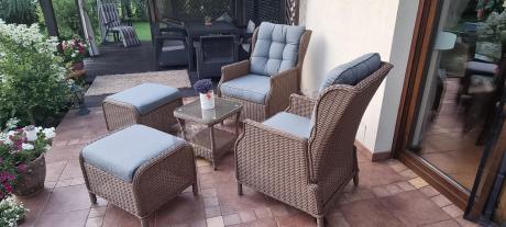 Brązowy zestaw wypoczynkowy z technorattanu z funkcją Relax Laritto Duo - Brown