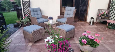 Brązowy zestaw wypoczynkowy z technorattanu z funkcją Relax Laritto Duo - Brown