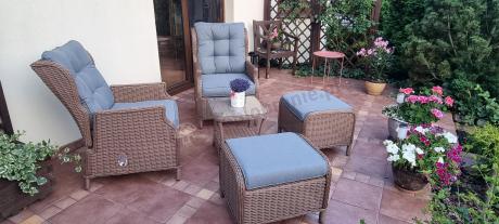 Brązowy zestaw wypoczynkowy z technorattanu z funkcją Relax Laritto Duo - Brown