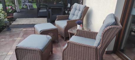 Brązowy zestaw wypoczynkowy z technorattanu z funkcją Relax Laritto Duo - Brown