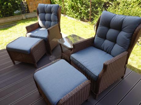 Brązowy zestaw wypoczynkowy z technorattanu z funkcją Relax Laritto Duo - Brown