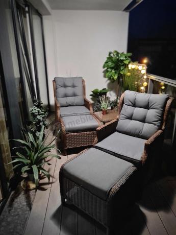 Brązowy zestaw wypoczynkowy z technorattanu z funkcją Relax Laritto Duo - Brown