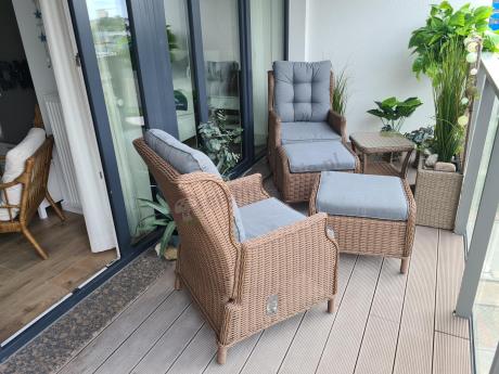 Brązowy zestaw wypoczynkowy z technorattanu z funkcją Relax Laritto Duo - Brown