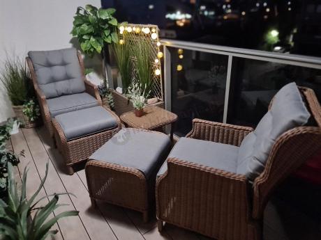 Brązowy zestaw wypoczynkowy z technorattanu z funkcją Relax Laritto Duo - Brown