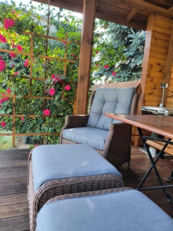 Brązowy zestaw wypoczynkowy z technorattanu z funkcją Relax Laritto Duo - Brown