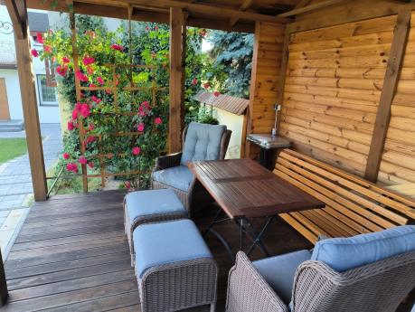 Brązowy zestaw wypoczynkowy z technorattanu z funkcją Relax Laritto Duo - Brown