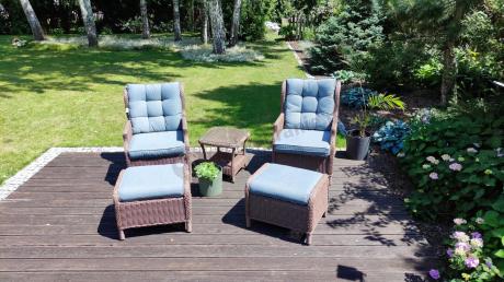 Brązowy zestaw wypoczynkowy z technorattanu z funkcją Relax Laritto Duo - Brown