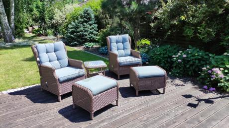 Brązowy zestaw wypoczynkowy z technorattanu z funkcją Relax Laritto Duo - Brown