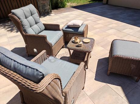 Brązowy zestaw wypoczynkowy z technorattanu z funkcją Relax Laritto Duo - Brown