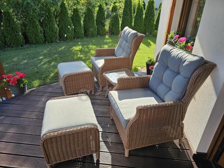 Brązowy zestaw wypoczynkowy z technorattanu z funkcją Relax Laritto Duo - Brown