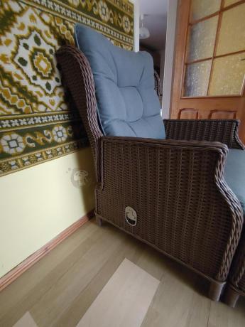 Brązowy zestaw wypoczynkowy z technorattanu z funkcją Relax Laritto Duo - Brown