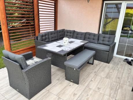 Ciemnoszary narożnik tarasowy z technorattanu Topiano Plus Antracite