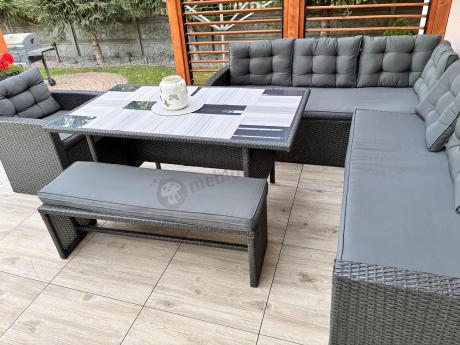 Ciemnoszary narożnik tarasowy z technorattanu Topiano Plus Antracite