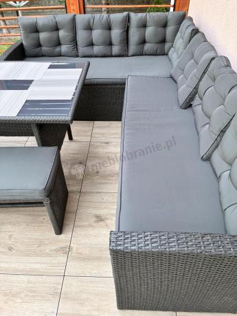 Ciemnoszary narożnik tarasowy z technorattanu Topiano Plus Antracite
