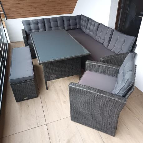 Ciemnoszary narożnik tarasowy z technorattanu Topiano Plus Antracite