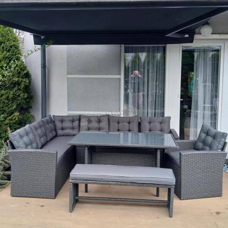 Ciemnoszary narożnik tarasowy z technorattanu Topiano Plus Antracite