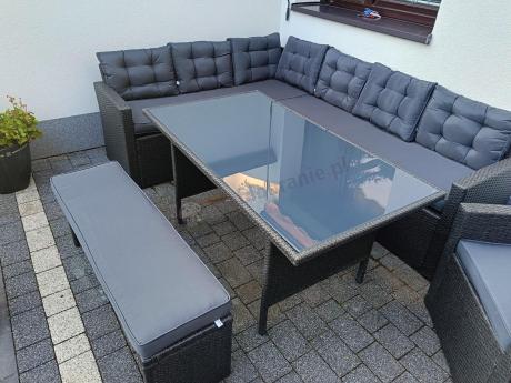 Ciemnoszary narożnik tarasowy z technorattanu Topiano Plus Antracite